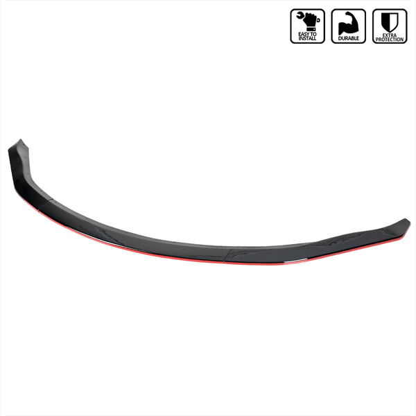 Spec-D Tuning 03-05 Nissan 350Z Front Bumper Lip Glossy Black With Red Trim LPF-350Z03GB-RD-PQ